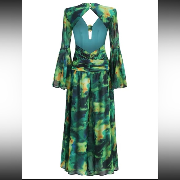 Incredible open back multi color chiffon maxi dress - Picture 4 of 11